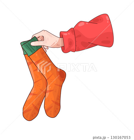 illustration of hand holding socks illustration of hand holding socks 130167053