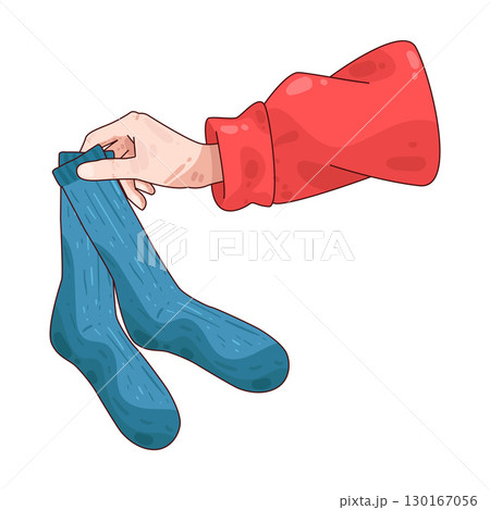 illustration of hand holding socks illustration of hand holding socks 130167056