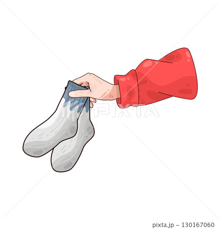 illustration of hand holding socks 130167060