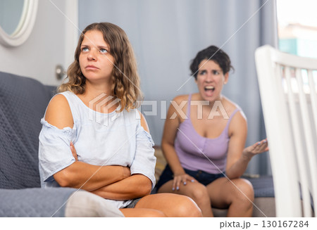 Young female LGBT couple quarreling at home 130167284