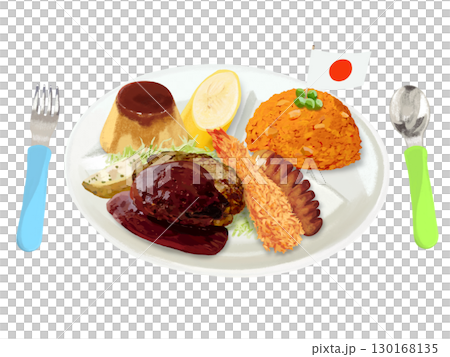 Children's lunch (cutlery included) with national flag 130168135