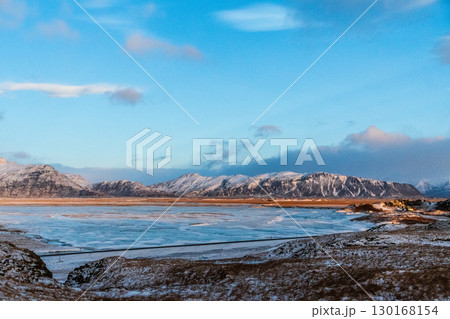 Golden hour along iceland's south coast 130168154