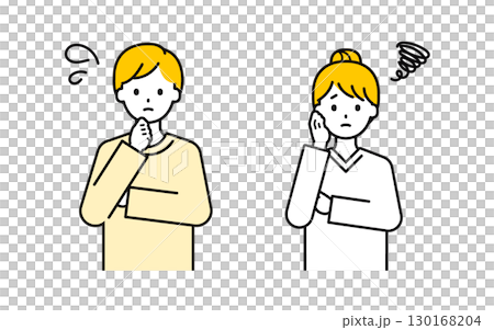 シンプルな大人の男女_困った 130168204