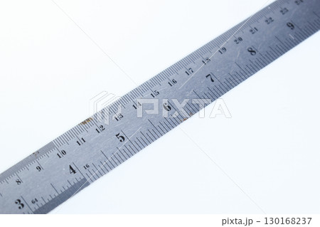 metal ruler isolated on white background, object for education 130168237