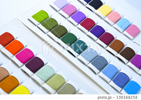 sample color shade of colorful fabric textile of clothing industry sample color shade of colorful fabric textile of clothing industry 130168258