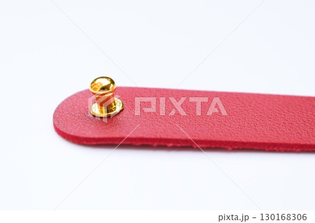 red leather strap isolated on white background 130168306