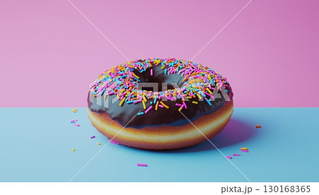 Delicious donut with chocolate topping cream for kids snack Delicious donut with chocolate topping cream for kids snack 130168365