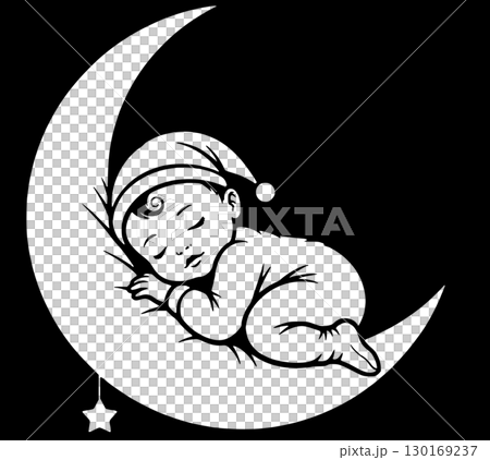 baby sleeping black and white concept 130169237