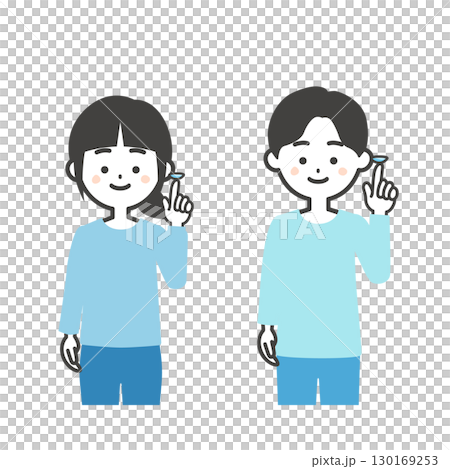 兒童用指尖握住隱形眼鏡的插圖 130169253
