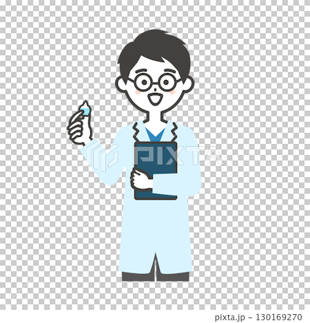 目薬を持つメガネの男性眼科医イラスト 130169270