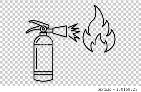 消火器と炎のアイコンイラスト 130169525