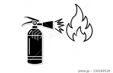 消火器と炎のアイコンイラスト 130169526