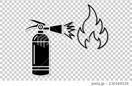 消火器と炎のアイコンイラスト 130169526