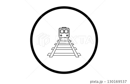 踏切注意を示す線画アイコン 踏切注意を示す線画アイコン 130169537
