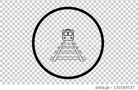 踏切注意を示す線画アイコン 踏切注意を示す線画アイコン 130169537