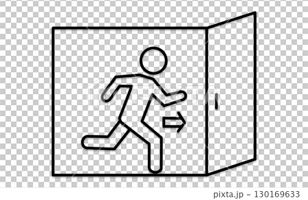 Emergency exit sign line icon 130169633