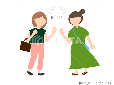 待ち合わせする女性二人のイラスト素材 130169713