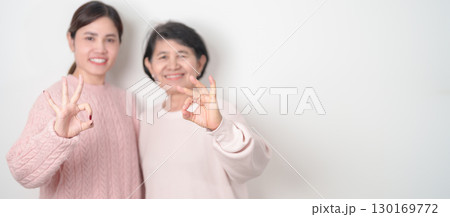 Couple woman with pink Shirt for Pink October Breast Cancer Awareness month, May Women Health, women rights, Empowerment, March International Women day, February Valentine, May International Mother 130169772