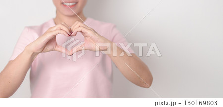 Adult woman with pink Shirt for Pink October Breast Cancer Awareness month, May Women Health, women rights, Empowerment, March International Women day, February Valentine, May International Mother 130169803