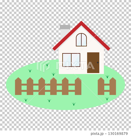 シンプルな赤い屋根の家のイラスト素材 130169879