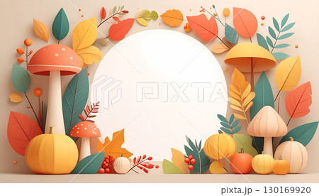 秋のフレーム,秋の素材,Generative AI,AI画像 130169920