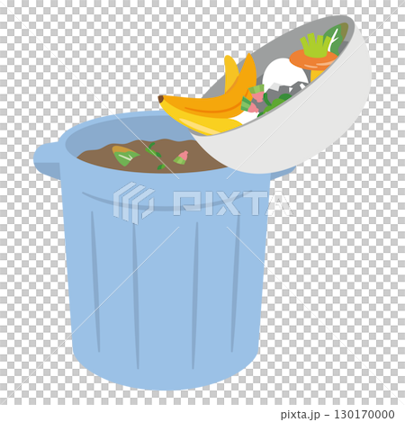 コンポストのポリバケツと生ごみのイラスト 130170000