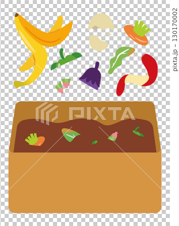 コンポスト容器と生ごみのイラスト コンポスト容器と生ごみのイラスト 130170002