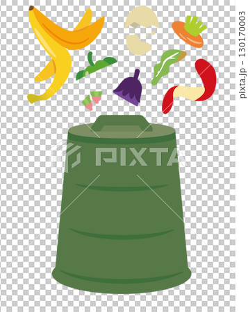 コンポスト容器と生ごみのイラスト 130170003