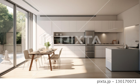 modern minimalist kitchen design with sunny patio view modern minimalist kitchen design with sunny patio view 130170071
