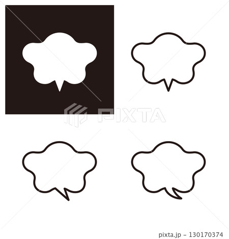 ぐにゃぐにゃの曲線の、丸みのあるシンプルな吹き出しセット 130170374