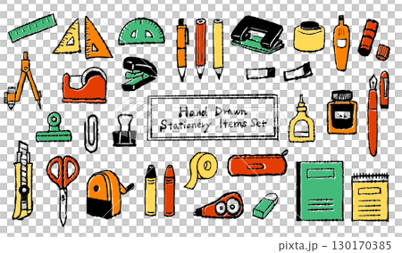 Hand-drawn stationery illustration set 130170385