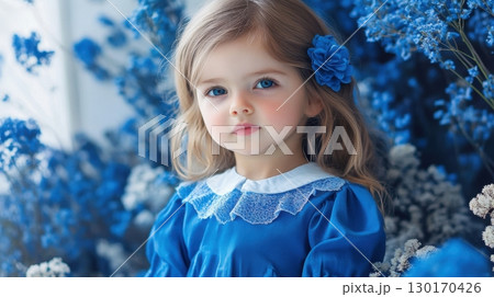 Adorable Little Girl in Blue Dress Adorable Little Girl in Blue Dress 130170426