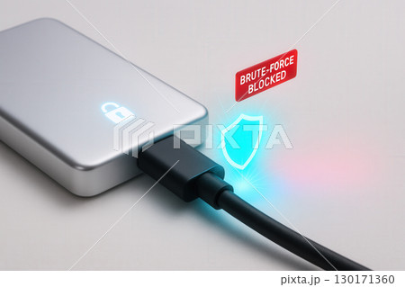 Encrypted External SSD with USB-C Cable and Holographic Brute-Force Blocked Shield 130171360