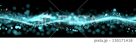 Abstract background with glowing teal lines and bokeh effect 130171416