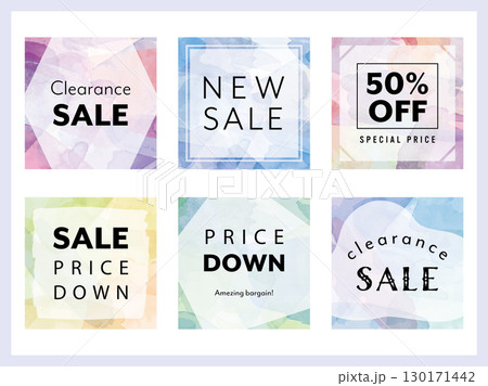 水彩背景のスクエアフレーム 130171442