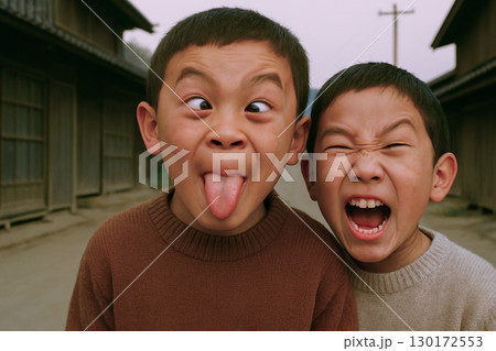 昭和の情景 変顔する少年 昭和の情景 変顔する少年 130172553