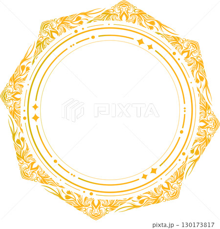 金の豪華なアンティーク・ビンテージフレーム装飾素材 130173817