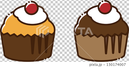 イラスト素材：マフィン/カップケーキのベクターイラストセット 130174007