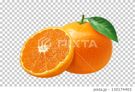 Mandarin orange illustration realistic white background 130174403