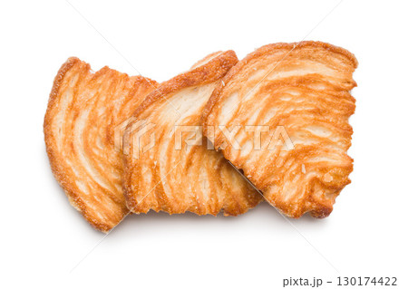 Le sfoglie. Crispy sweet pastry isolated on white background. Le sfoglie. Crispy sweet pastry isolated on white background. 130174422