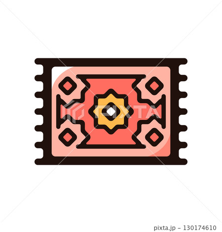 カーペット、絨毯、ラグのイラストアイコン(織物・工芸・インテリア素材) カーペット、絨毯、ラグのイラストアイコン(織物・工芸・インテリア素材) 130174610