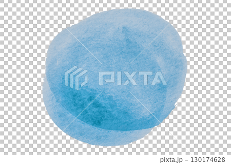 Light blue circle pattern watercolor, isolated on transparent background. 130174628