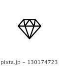 diamond icon illustration isolated on white background. Gemstone diamond. precious crystal stone. luxury diamond pictogram, precious premium crystal icon in black outlined style. use for mobile. 130174723