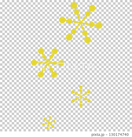 黄色の点と線のシンプルな雪の結晶 130174740