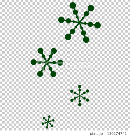 暗い緑色の点と線のシンプルな雪の結晶 130174741