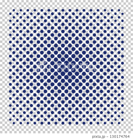 ハーフトーン円ドット素材イラスト背景　ネイビー紺青色　ベクターpng　背景透明 130174764