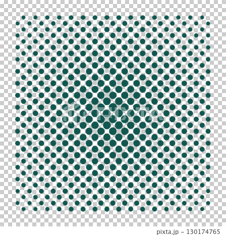 ハーフトーン円ドット素材イラスト背景　深緑色　暗い　濃い　ベクターpng　背景透明 130174765