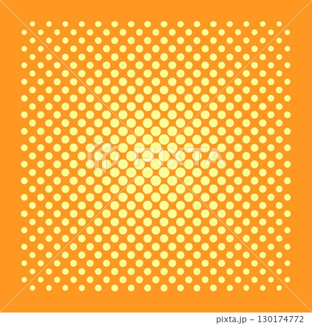ハーフトーン円ドット素材イラスト背景　暖色オレンジ黄色　ベクターpng　背景透明 130174772