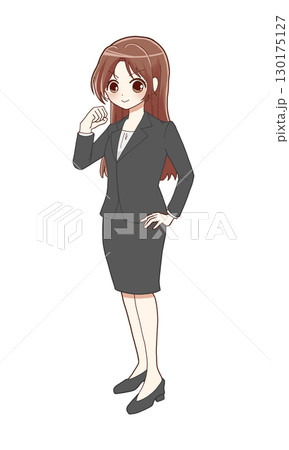 応援するスーツ女性 130175127