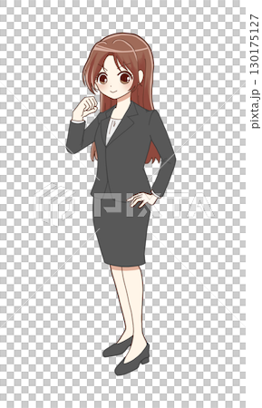 応援するスーツ女性 130175127
